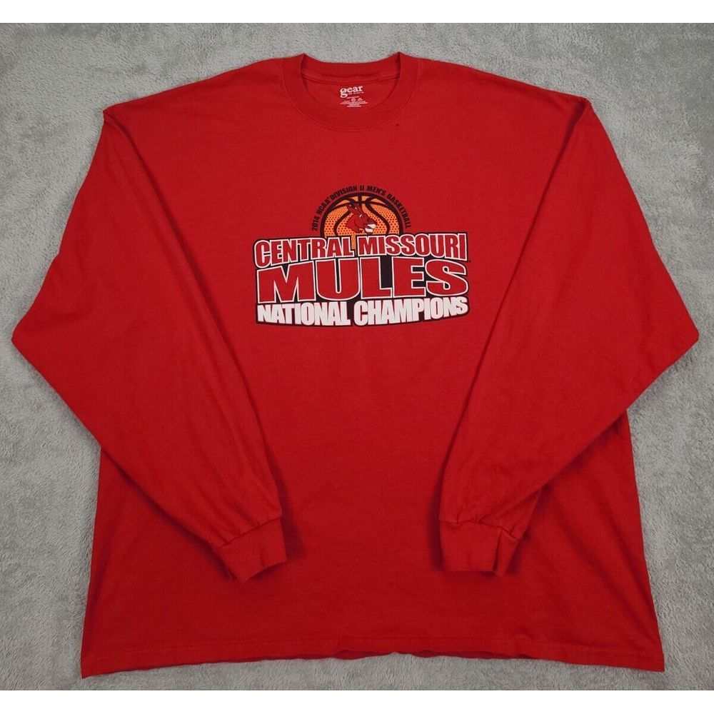 Central Missouri‎ Mules Mens Basketball National Championship Tshirt Sz 3XL Red